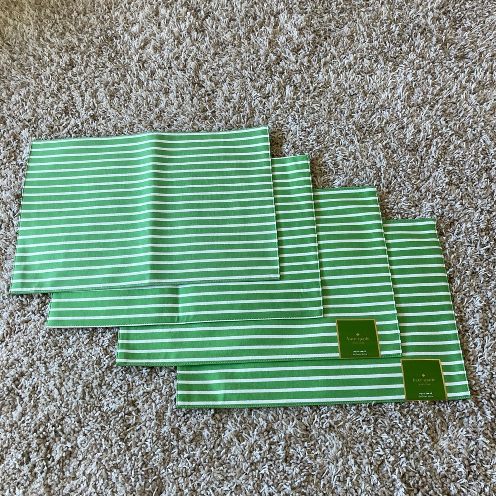 kate spade | 4pc green striped placemats
